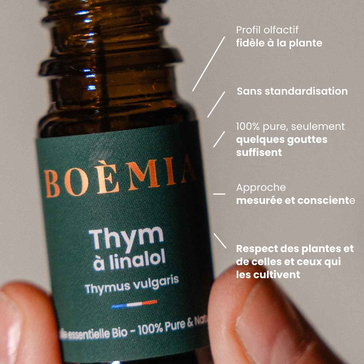 huile essentielle 00 % pure, profil olfactif, sans standardisation, mesure, respect du vivant & des producteurs